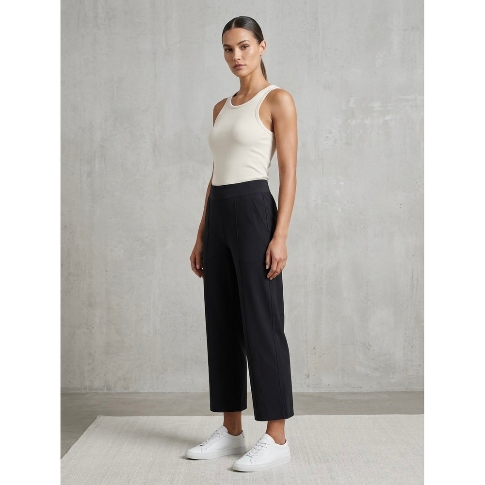 Kit and Ace Black High Rise Cropped Pintuck Trousers Pants Women's Size 12